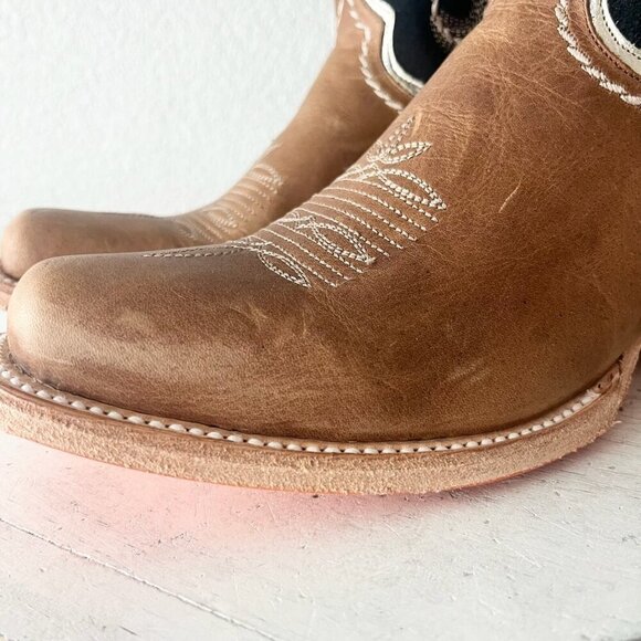 Lane RODEO HOUSTON Mens Cowboy Boots 10 Brown Leather Western Mid Calf Blunt Toe - Picture 5 of 13